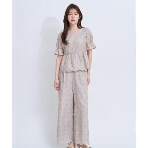 パンツ フラワー刺繍パンツ レディース