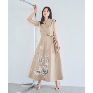 ワンピース パネルフラワープリントワンピース