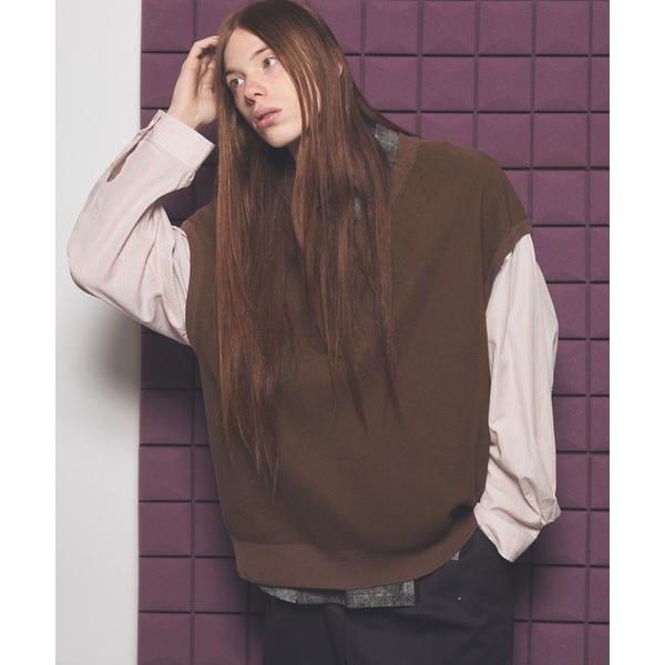 セーター ニット 「UNISEX」Shirt Docking Prime-Over V-neck K...