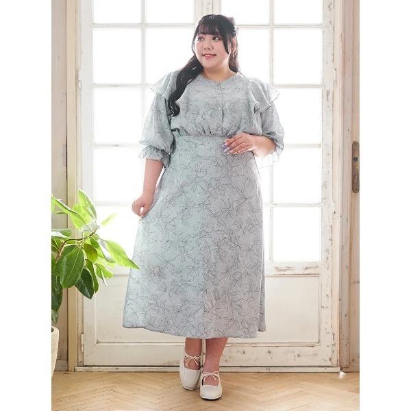 ワンピース 「大きいサイズ」「Kannaコラボ」花柄ワンピース