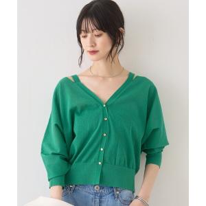 カーディガン ネックスリットVネックシアーカーディガン/ニット レディース