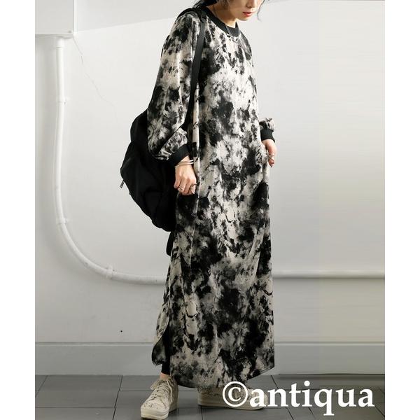 「antiqua」 長袖ワンピース R ブラック レディース
