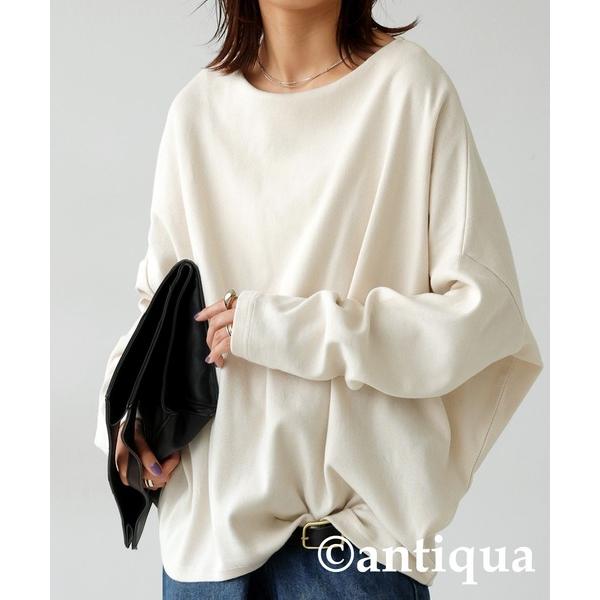 「antiqua」 長袖カットソー V アイボリー レディース