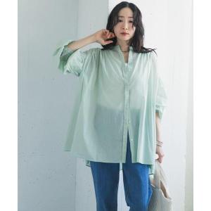 ブラウス シャツ コットンボイルギャザーブラウス レディース