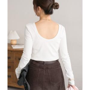 tシャツ 「＠a_min1203企画/細見え」リブカットUネックロンT「WEB限定」 レディース