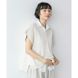ベスト ジレ 「natural by clip」リネン混Vネックベスト レディース