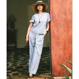 ワイドパンツ パンツ ハイカウントブロードワイド ベイカーパンツ レディース