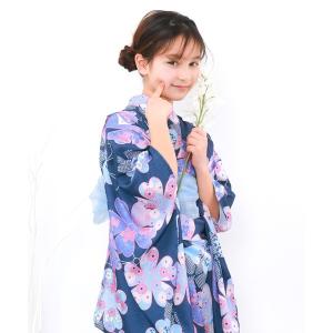 浴衣 簡単着付け ワンピース 浴衣 女の子 2点セット( ワンピース浴衣 + 帯 ) キッズ 子供 女の子