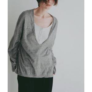 ニット セーター コットンリネンハイゲージネックニットプルオーバー レディース