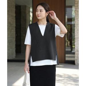 ベスト ジレ 切りっぱなしハギラインベスト レディース