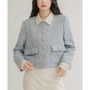 ジャケット ノーカラージャケット スプリングボタンジャケット レディース