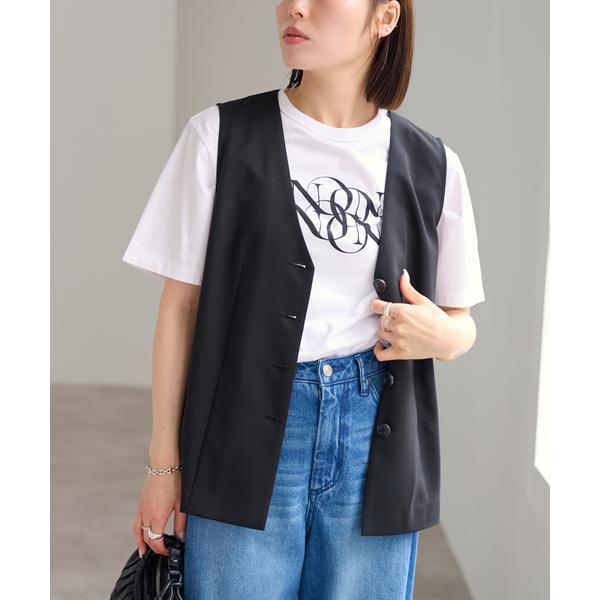 ベスト ジレ リネンライクウォッシャブルベスト レディース