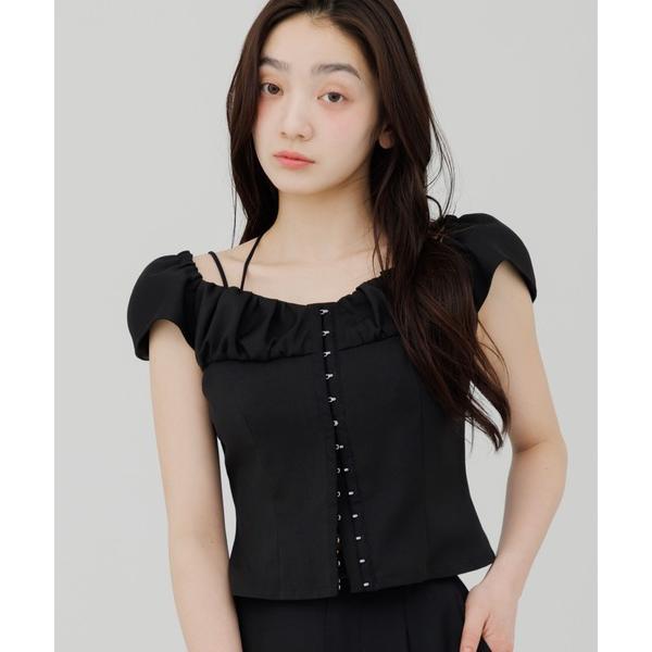 tシャツ front hook gathered tops（フロントホックギャザートップス） レディ...