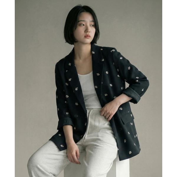 ジャケット テーラードジャケット 「BLK001」花柄刺繍ツイルテーラードジャケット レディース