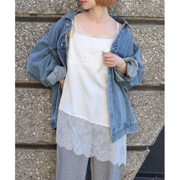 キャミソール 「ZOZO限定アイテム」サテンレース切り替えキャミ