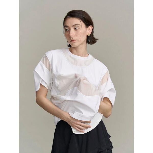 tシャツ SHEER DOCKING T SHIRT / シアードッキングTシャツ レディース