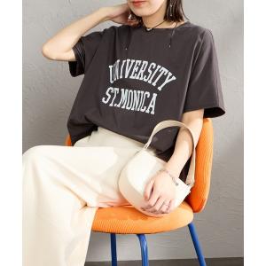 tシャツ 「MICA＆DEAL/マイカアンドディール」 別注 ワイドシルエット UNIVERSITY カレッジプリント Tシャツ レディース