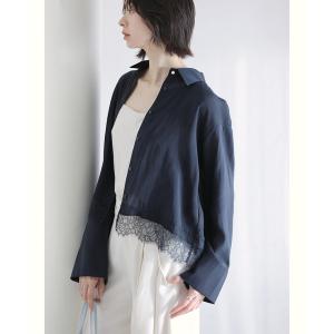 ブラウス シャツ 「洗える」レーストリミングシャツ レディース
