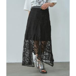 スカート メッシュジャガードアシメスカート(HARE)