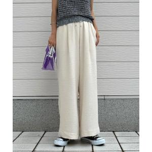 ワイドパンツ パンツ リラックス麻ライクワイドパンツ レディース
