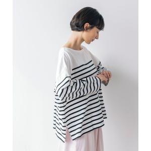 tシャツ 「natural by clip」コットンパネルボーダーゆるプルオーバー レディース