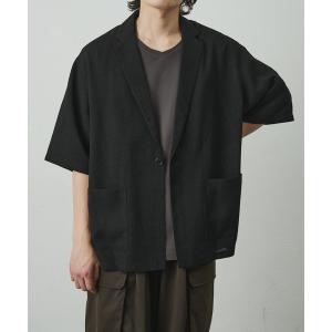 シャツ セットアップ対応/ サマーツイード半袖シャツジャケット メンズ