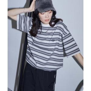 tシャツ 半袖 ヴィンテージライク ドローコード オンブレボーダー 半袖Tシャツ レディース メンズ