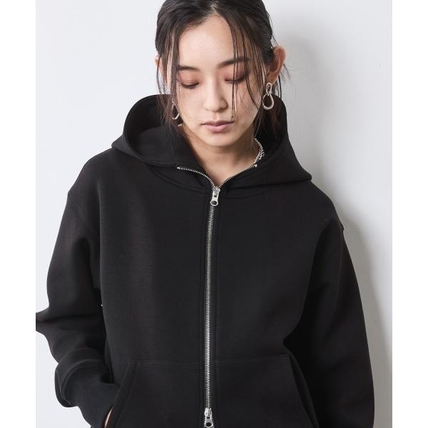 「CHIC STYLE」 ジップアップパーカー 3L ブラック レディース