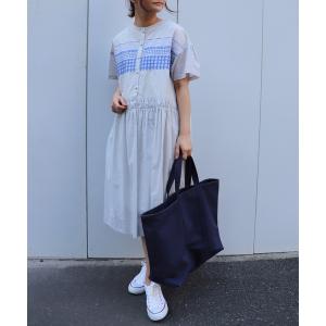 「haupia」 半袖ワンピース MEDIUM ライトグレー レディース