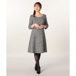 「LAISSE PASSE」 7分袖ワンピース 36 グレー レディース