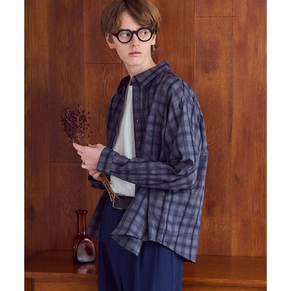 シャツ OSKR / オーエスケーアール ex Ombre Sheer Check L/S Shir...