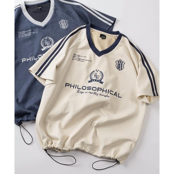 tシャツ 「85」フェイクスウェード ロゴ刺繍 ゲームシャツ/ドローコード/ユニセックス/レディース...