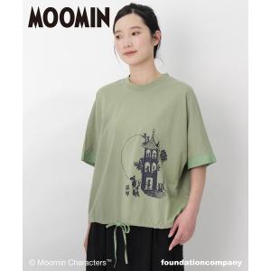 tシャツ 「ムーミンやしき」プリント裾ドロストTシャツ レディース