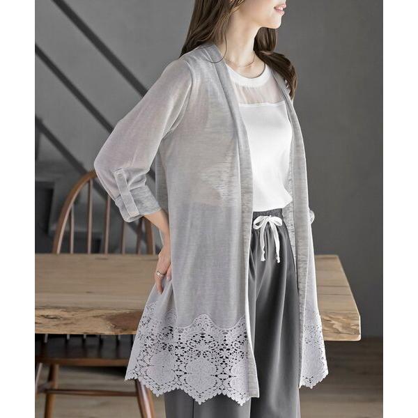 カーディガン 裾レーストッパーカーディガン レディース