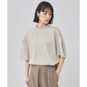 ブラウス シャツ 「着用しわ軽減・吸水速乾」バックボタンストライプブラウス レディース