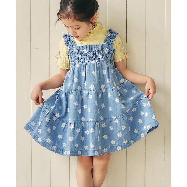 ジャンパースカート 「リンク」総柄シャーリングティアードジャンスカ キッズ 子供服 女の子