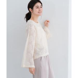 【上品白】VINVERT 刺繍レース パール釦 フォーマルブラウス 長袖11号L レース使いフォーマルブラウス - ベルーナ【公式】
