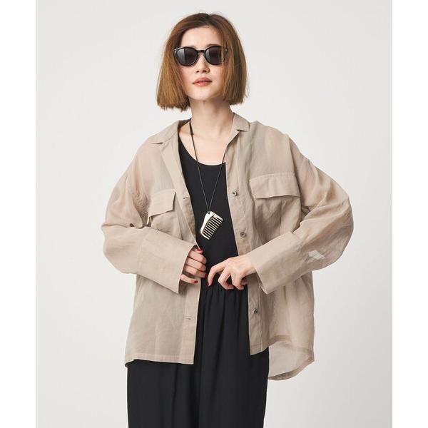 ブラウス シャツ 「conte」コットン シアー  サファリシャツ レディース