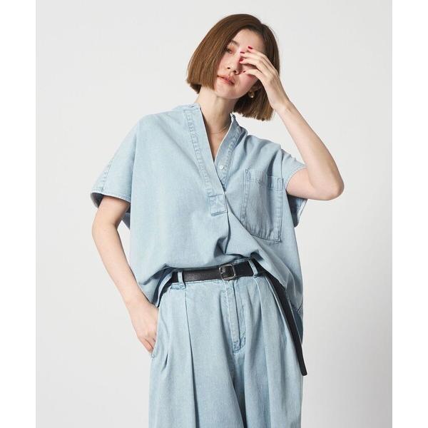 ブラウス シャツ 「conte」デニム スキッパーシャツ レディース