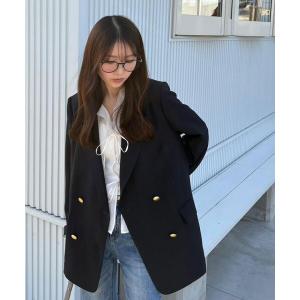 ジャケット テーラードジャケット 金ボタンダブルブレストジャケット レディース