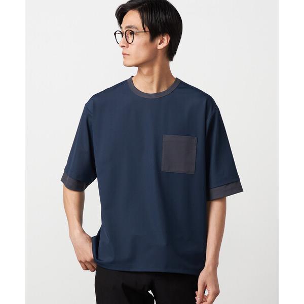 tシャツ 軽量スクエアジャガード フェイクレイヤードTシャツ メンズ