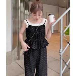 サロペット オーバーオール 「WEB先行/2サイズ展開/低身長サイズ」ペプラムキャミサロペット レディース
