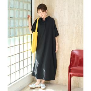 ワンピース 限定展開　麻タッチ 襟付き 半袖 シャツワンピース