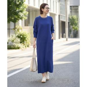 ワンピース サーマル編みラグラン袖ワンピース