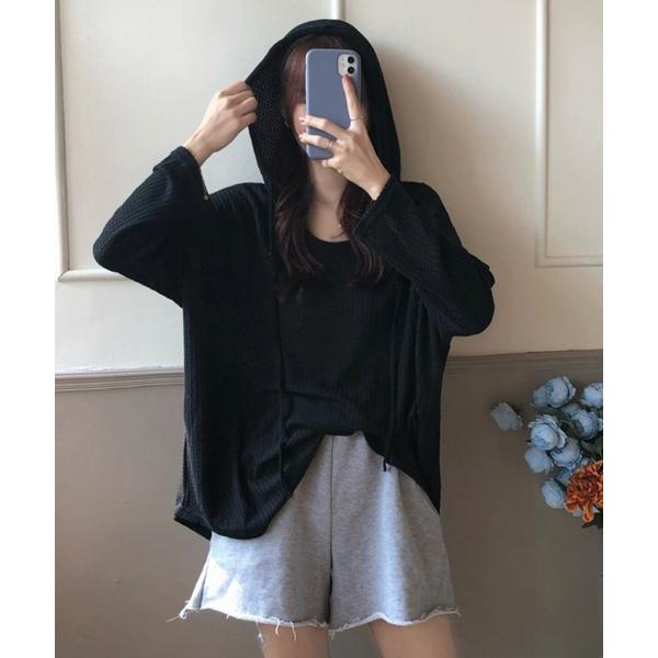 tシャツ ルーズフード付きプルオーバー レディース