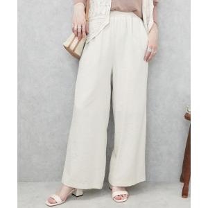 パンツ 麻タッチワイドパンツ レディース