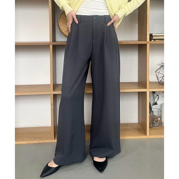 ワイドパンツ スラックス パンツ ２タックワイドスラックス レディース