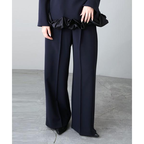パンツ 「NAVY」ワイドフルレングスパンツ　「結婚式・入卒式・お受験」「オケージョン」 レディース