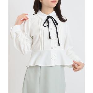 ブラウス シャツ ピンタックペプラムブラウス レディース