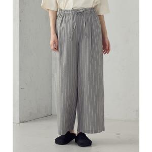 パンツ シャンブレー ワイドストライプパンツ レディース
